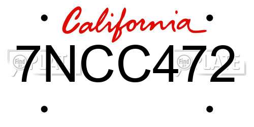 7NCC472 California License Plate