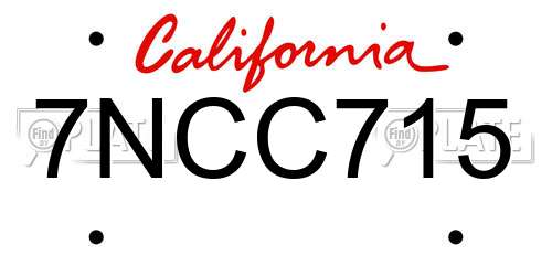 7NCC715 California License Plate