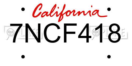 7NCF418 California License Plate