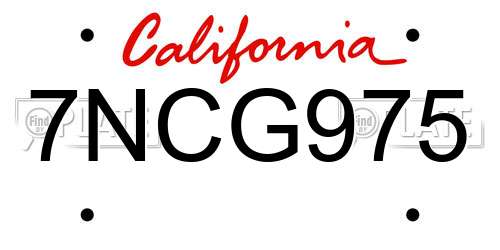 7NCG975 California License Plate