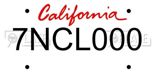 7NCL000 California License Plate