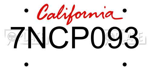 7NCP093 California License Plate