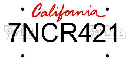 7NCR421 California License Plate