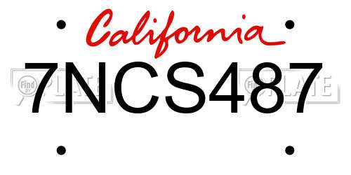 7NCS487 California License Plate