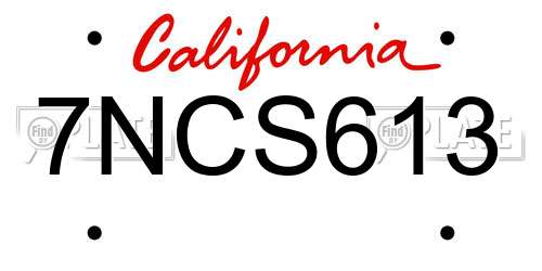 7NCS613 California License Plate