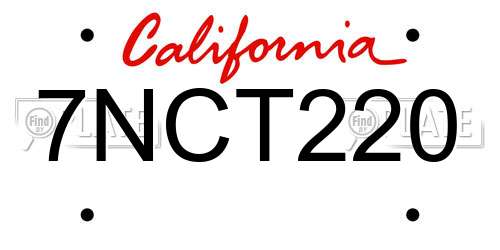 7NCT220 California License Plate