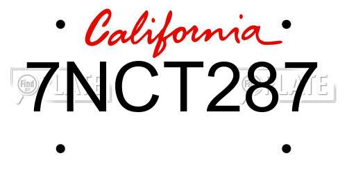 7NCT287 California License Plate