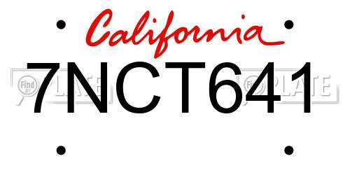 7NCT641 California License Plate