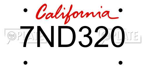 7ND320 California License Plate