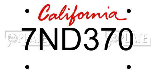 7ND370 California License Plate