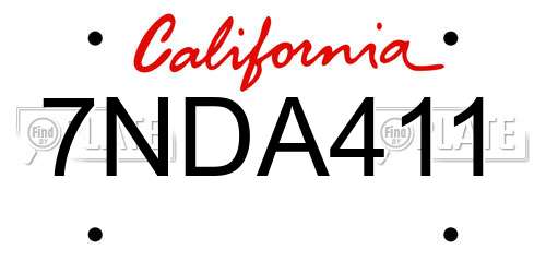7NDA411 California License Plate