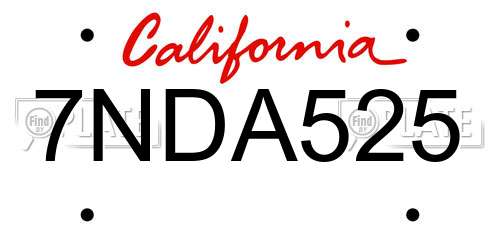 7NDA525 California License Plate