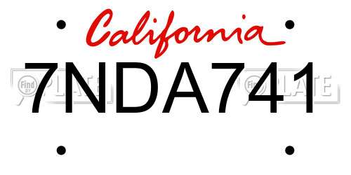 7NDA741 California License Plate