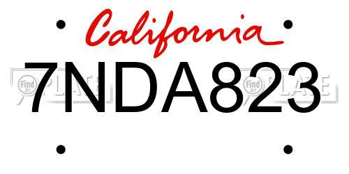 7NDA823 California License Plate