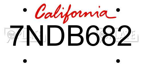 7NDB682 California License Plate