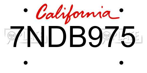 7NDB975 California License Plate