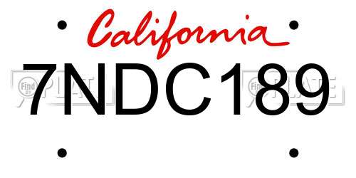 7NDC189 California License Plate