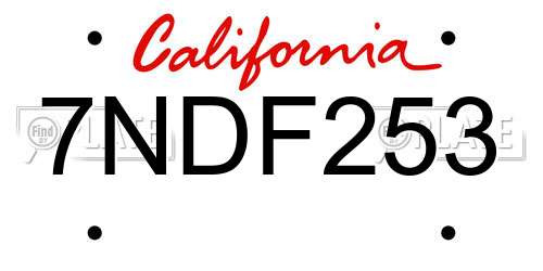 7NDF253 California License Plate
