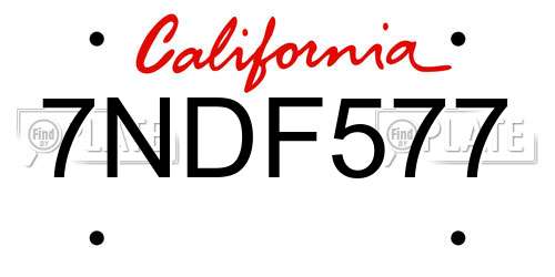 7NDF577 California License Plate