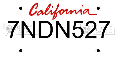 7NDN527 California License Plate