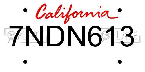 7NDN613 California License Plate