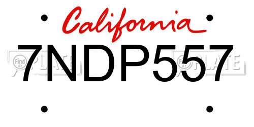7NDP557 California License Plate