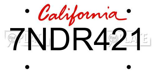 7NDR421 California License Plate