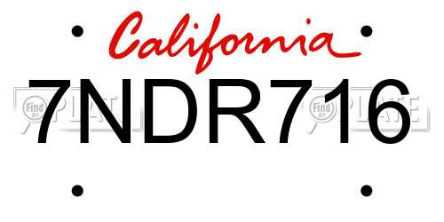 7NDR716 California License Plate