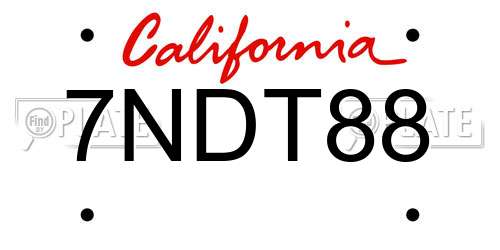 7NDT88 California License Plate