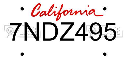 7NDZ495 California License Plate