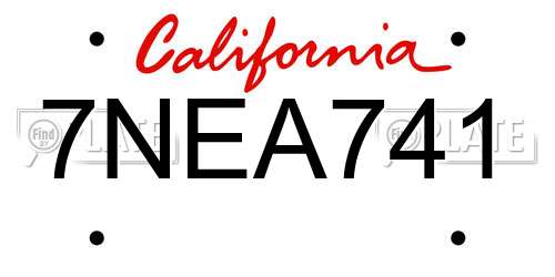 7NEA741 California License Plate