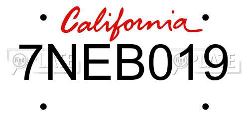 7NEB019 California License Plate