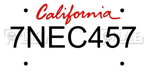 7NEC457 California License Plate