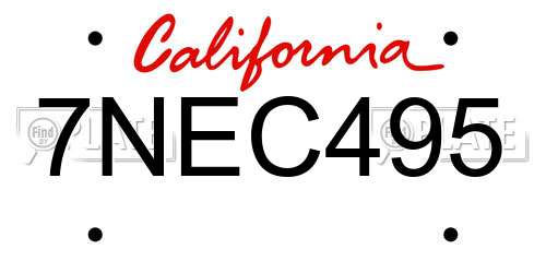 7NEC495 California License Plate