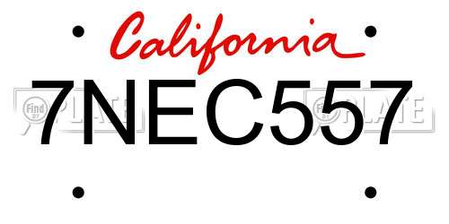 7NEC557 California License Plate