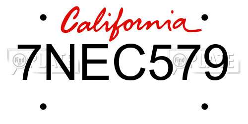 7NEC579 California License Plate