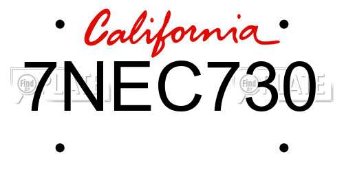 7NEC730 California License Plate