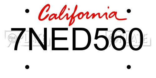 7NED560 California License Plate