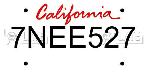 7NEE527 California License Plate