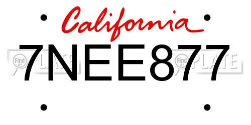 7NEE877 California License Plate