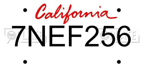 7NEF256 California License Plate