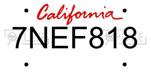 7NEF818 California License Plate