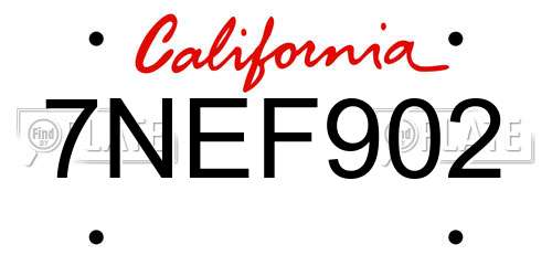7NEF902 California License Plate