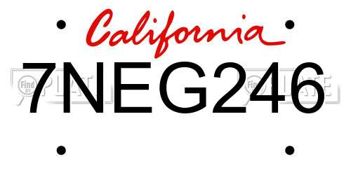 7NEG246 California License Plate