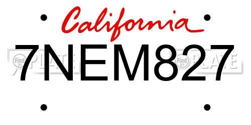 7NEM827 California License Plate