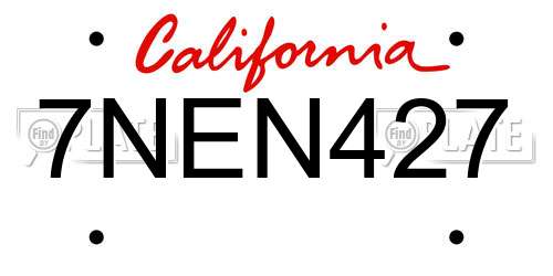 7NEN427 California License Plate