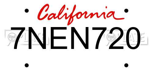 7NEN720 California License Plate