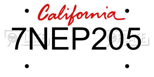 7NEP205 California License Plate