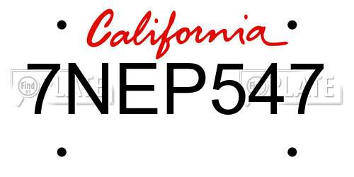 7NEP547 California License Plate