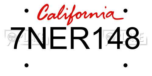 7NER148 California License Plate